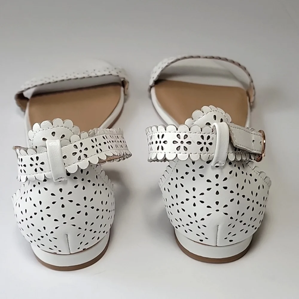 New, Anthropologie wrap around white eyelet leather  sandal  women's size 10